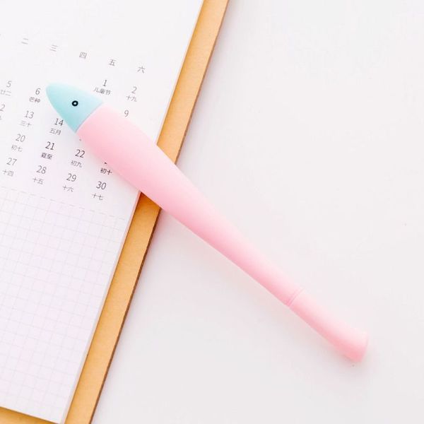 

2 pcs cartoon little fish shape gel pens 0.38mm black ink signature pen for school office stationery