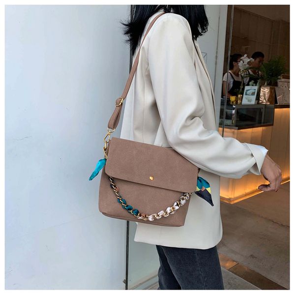 

asds-solid color scrub leather crossbody bags for women chain scarf shoulder messenger bag lady winter handbags and purses