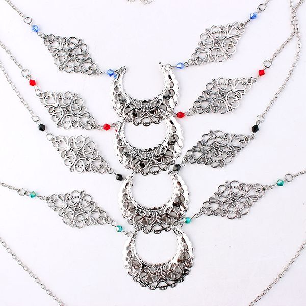 

molans old-fashioned hollow moon diamond headband for bridal wedding accessories simple silver alloy crystal handmade head chain