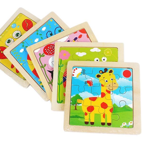 

mini size kids toy wood puzzle wooden 3d puzzle jigsaw for children baby cartoon animal traffic puzzles educational toy