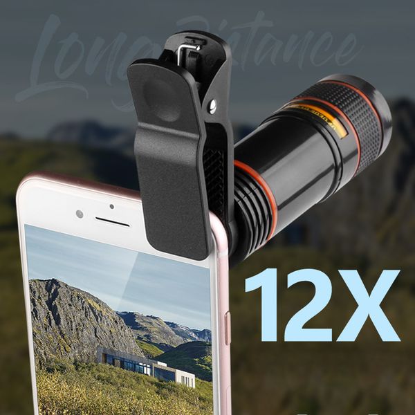 

12x phone camera lens monocular telescope long focus lens 0.45x wide angle macro lens universal for digital camera mobile phones new