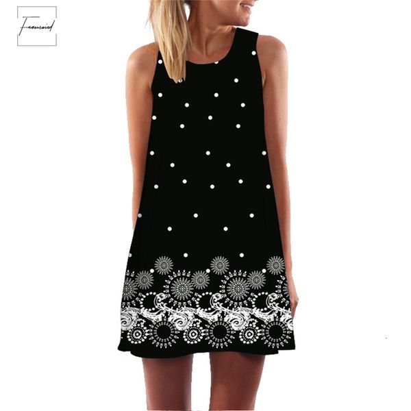 

2019 летнее платье цветочный принт boho женщины для платья повседневная пляж сарафан без рукавов фламинго шифон платье, Black;gray