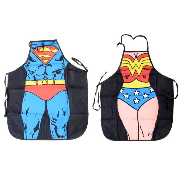 

women men waterproof kitchen bib aprons comic superhero costume apron funny giftaprons