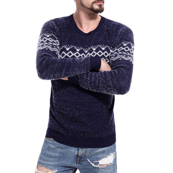 

feitong men christmas knit sweater autumn winter causal long sleeve pullover knitted striped sweater outwear pull homme, White;black