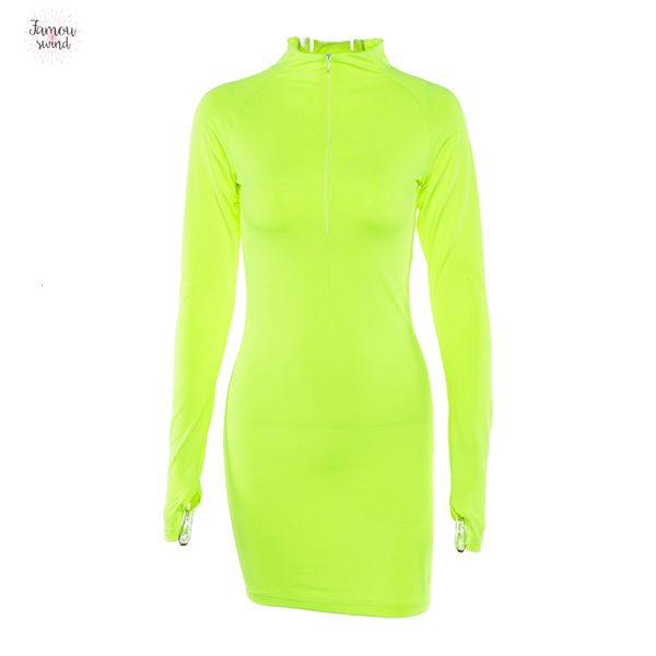 

новая мода платье повседневный длинным рукавом половина открытый воротник straight твердая флис цвет tight zip sexy мини платье дизайнер оде, Black;gray