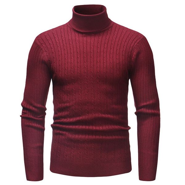 

men ribbed slim fit warm knitted turtleneck pullover sweater, White;black