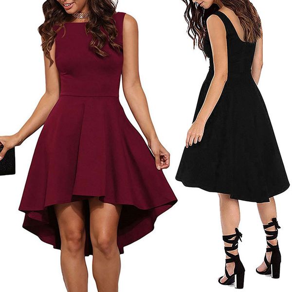 

2019 summer european and american womens fashion dress sleeveless casual panelled trumpet mermaid square neck dress, Black;gray
