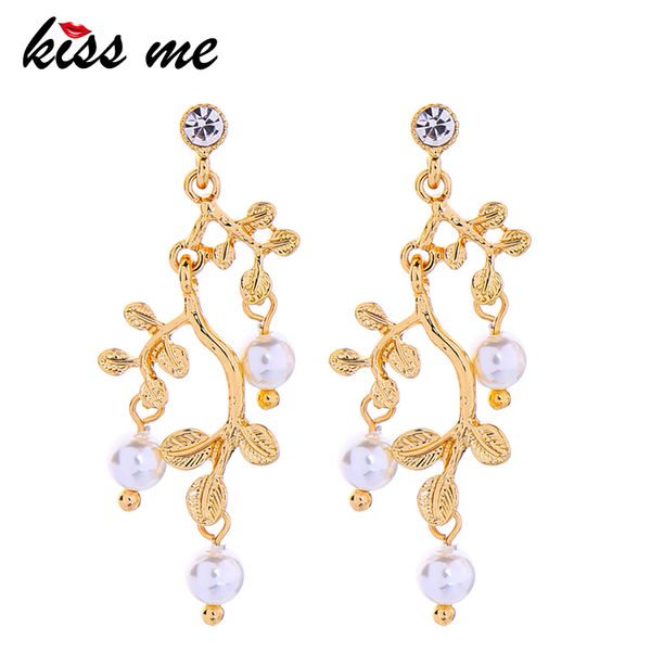 

kissme chandelier earrings luxury jewelry fashion gold color branch acrylic pearl earrings for women, Silver