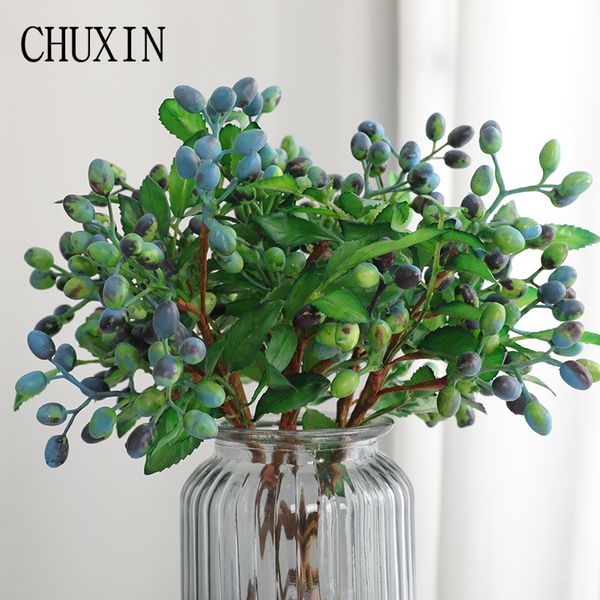 

american pgraphy props fake blueberry berry diy living room home artificial flower 5 fork olive berry wedding decoration
