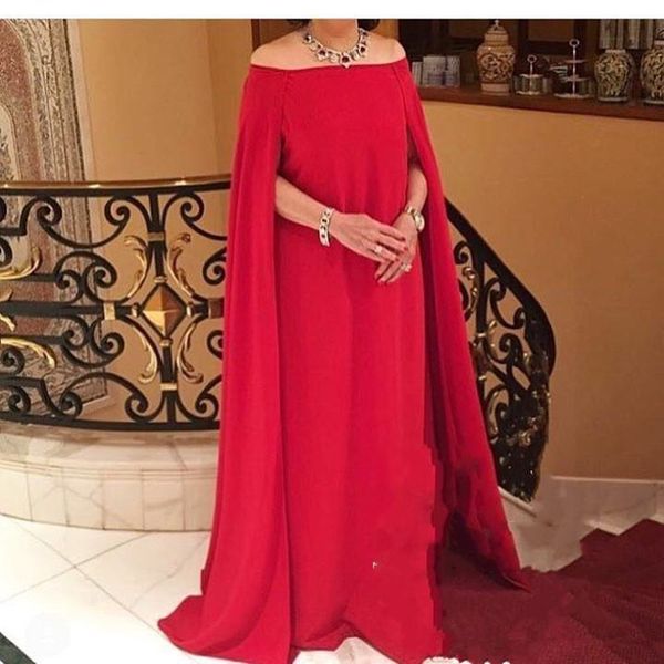 Novo Envoltório / Jaqueta De Chiffon Longo Prom Vestido Mulheres Desgaste Formal Africano Mãe Do Vestido Da Noiva Vermelho Fora Do Ombro Plus Size Vestidos de Noite Com