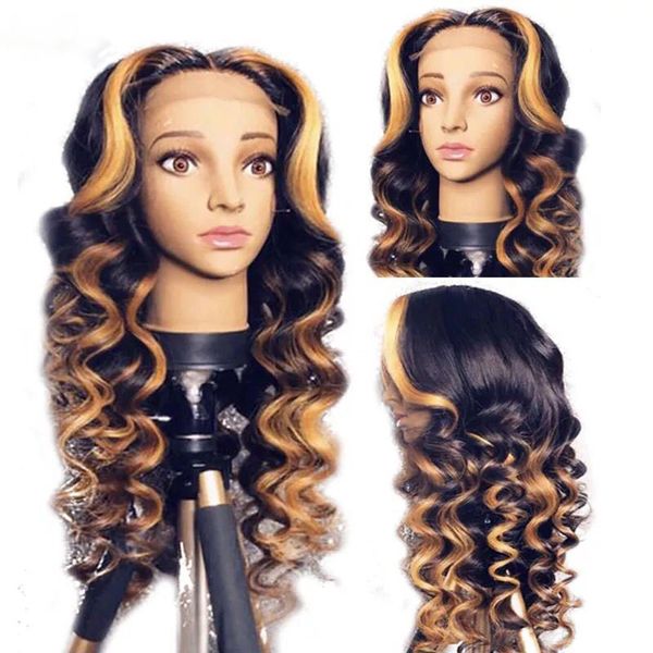 

highlights color curly remy brazilian full lace front human hair wigs pre plucked natural hairline wigs, Black