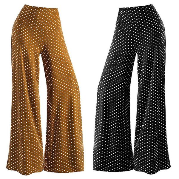 

женские брюки casual dot point эластичные широкие брюки palazzo lounge с высокой талией для женщин, Black;white