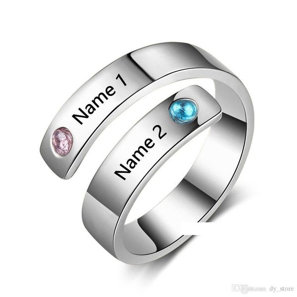 

personalized custom name rings for women engagement couples wedding bridal jewelry bff bridesmaid ring gifts with 18k gold plated, Silver