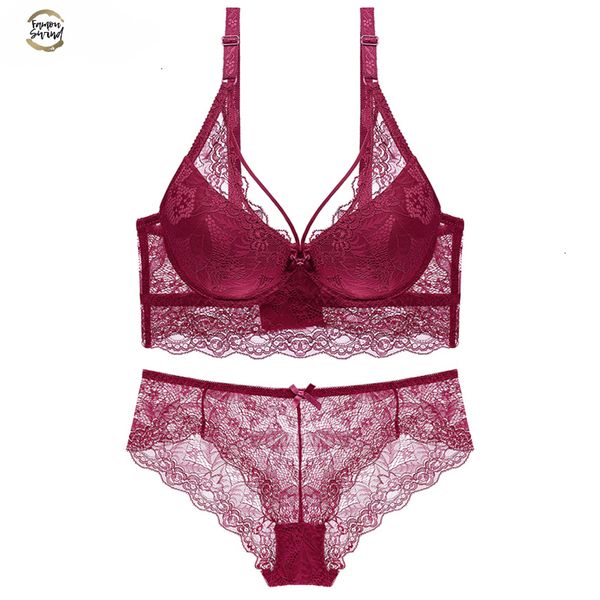 

brand new c d women bra set lace hollow out panty underwear set red black beige transparent bra brief sets