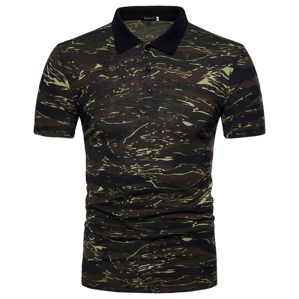 

2018 new style summer foreign trade men's wear western style t-shirt camouflage ouma men polo short f191, White;black