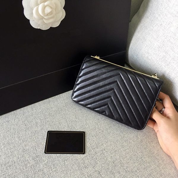 

Brand de igner fa hion houlder cro body bag flap luxury cla ic woc v line lamb kin dhl hipping