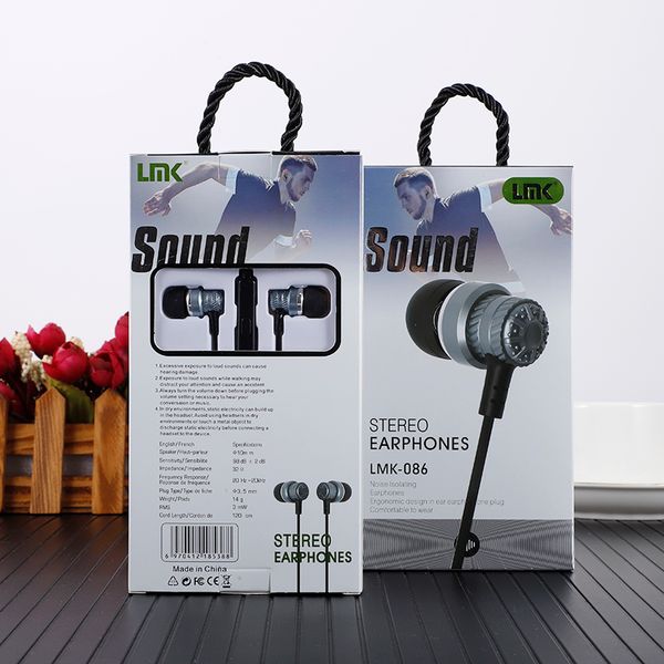 LMK086 HD Stereo Bass auricolare moda auricolare In Ear Auricolari HiFi Subwoofer per Samsung Huawei LG Con scatola