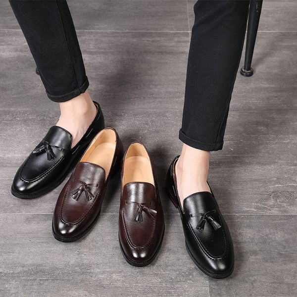 

new arrival mens brown dress shoes trending pointed toe tassel man black boat shoe business leisure trending zapatos 47 48 wh-703