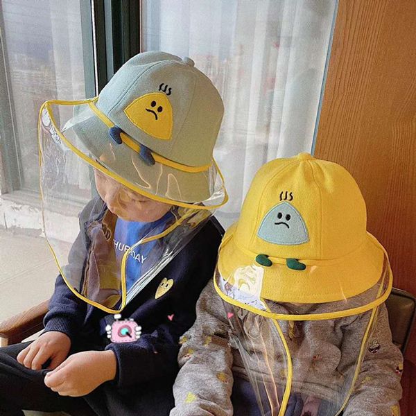 

In Stock Children Protective Hat Dustproof Bucket Hat Protective Cap Safety Face Shield Visor Mask Full Face Removable 3-6 Years Children