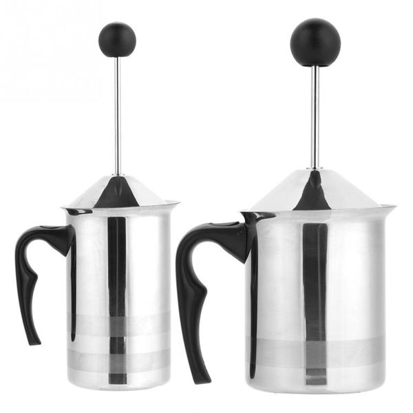 

400ml/600ml manual milk frother stainless steel double mesh milk creamer milk coffee foamer kitchen supplies