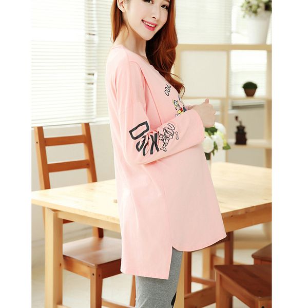

okaymom maternity nursing pajamas cotton pregnant women nightwear pregnancy breastfeeding nightgown long sleeve pants suits, White