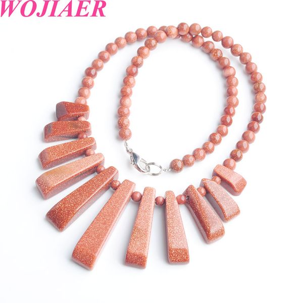 

wojiaer natural golden sand gem stone 11pcs stick necklaces pendants for women charm jewelry 17.5 inches df8003, Silver