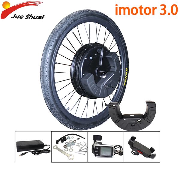 

imotor 3.0 electric bicycle kit front motor wheel with battery 24''26''29''700c e bike conversion kit app disc, Silver;blue