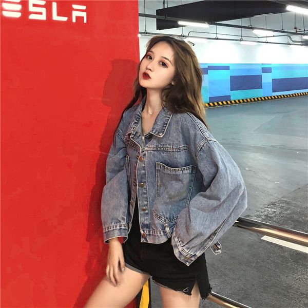 

wholesale 2018 new autumn winter selling women's fashion casual denim jacket g316, Black;brown