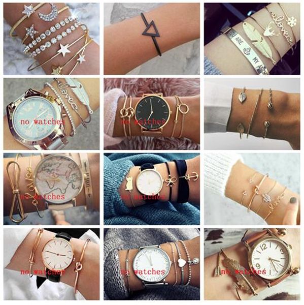 

New Bohemian bracelets Set For women leaf Star Crystal arrow Moon Knot Love Heat Letter charm Cuff Bangle Fashion Boho Jewelry in Bulk
