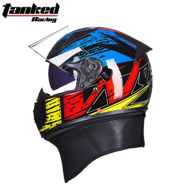 

2017 winter new germay tanked racing double lens motorcycle helmet abs full face motorbike helmets with scarf and pc lens visor
