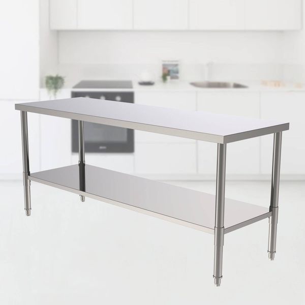 

home furniture 72" stainless steel galvanized work table without back board kitchen furniture