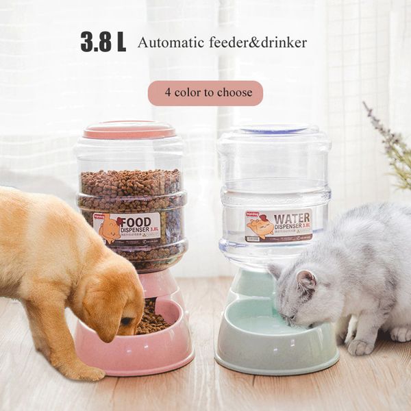 

3.8l pet automatic feeder/drinking fountain storage barrel for dogs teddy cat supplies
