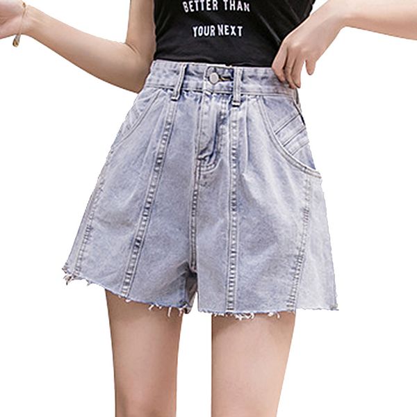 

women denim shorts high waist loose breathable with pockets for summer beach party xrq88, White;black