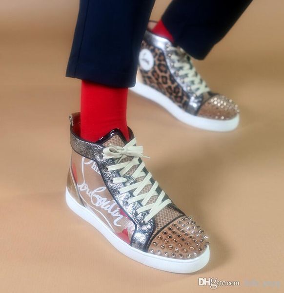 

Whole ale chri tian luxury louboutin cl brand high fa hion ca ual hoe for men women port hoe with red black hoe b4