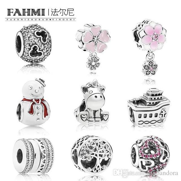 

fahmi 100% 925 sterling silver snowman openwork fantasia di cuori rotating genealogy root women's charm diy bead wholesale, Black