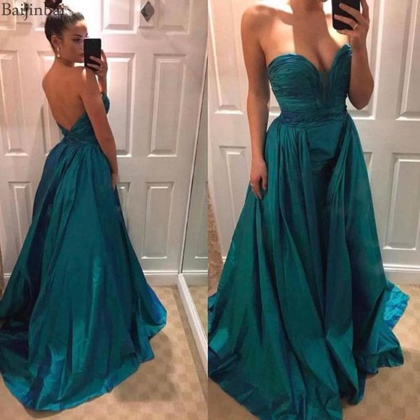 

baijinbai sweetheart satin prom dresses backless a-line formal evening dress with train long vestidos de fiesta de noche, White;black