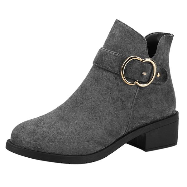 

fashion women suede square heel zipper shoes keep warm snow boot round toe boot vintage round suede ladies short boots new f108, Black