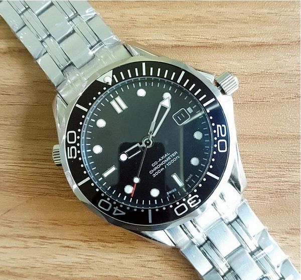 

2018 роскошные профессиональные 300 м джеймс бонд 007 часы master co-axial automatic movment нержавеющая ремешок спортивные мужские часы нар, Slivery;brown