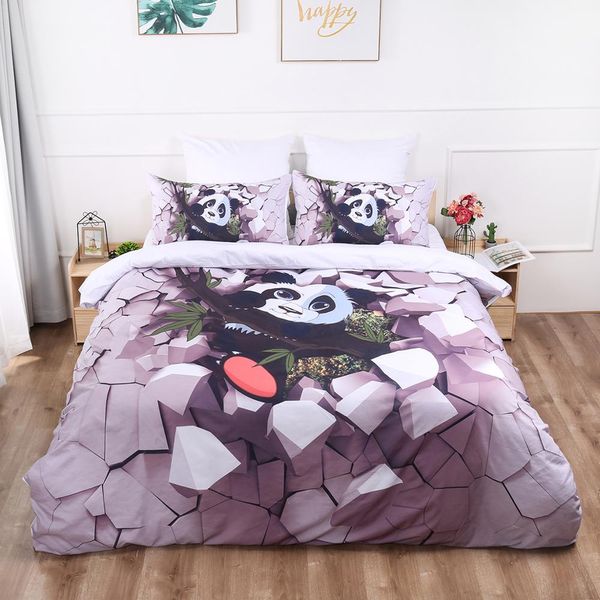 

panda bedding set animal duvet cover set pillow cases polyester bed linens twin full  king sizes cartoon panda bedclothes