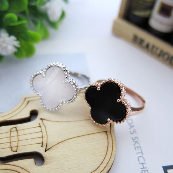 

four-leaf clover ring s925 sterling silver lucky clover simple opening ring women's ring