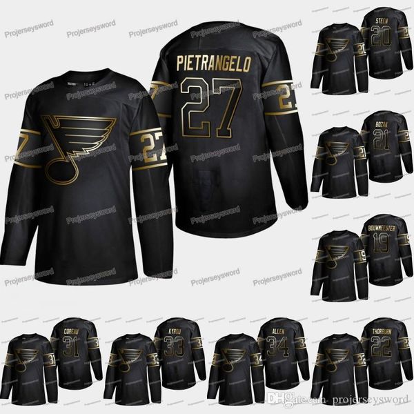 

Mens St. Louis Blues Alex Pietrangelo 2019 Golden Edition Jersey Chris Thorburn Alexander Steen Bernie Federko Jared Coreau Jake Allen