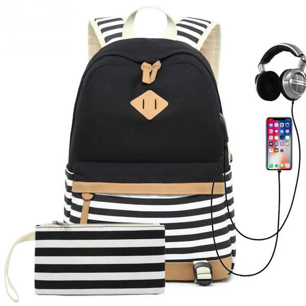 

printed canvas backpack for girls and middle school students
