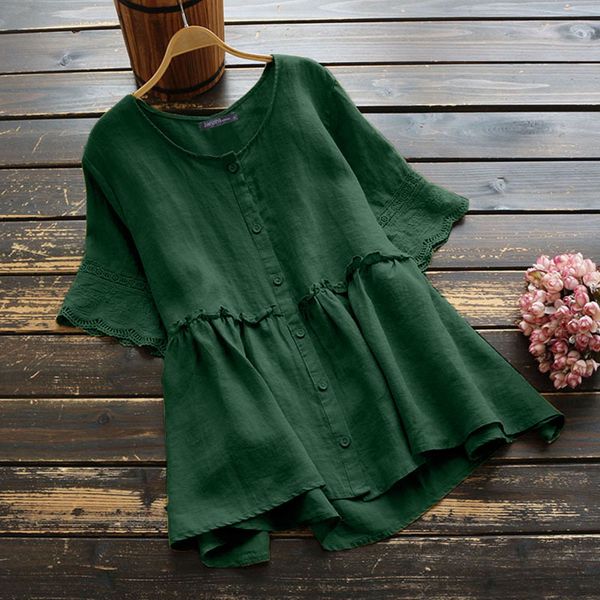 

stiching plus нђѬок ѬазмеѬ женкие блђзки 2020 zanzea вколз ruffle Ѭђбаки vintage половина Ѭђк, White