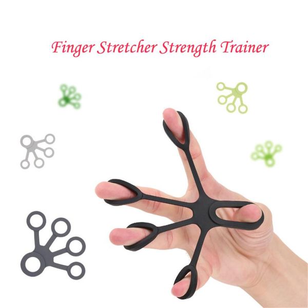 

hand finger strength exerciser trainer strengthener grip resistance band silicone finger rehabilitation puller 0815