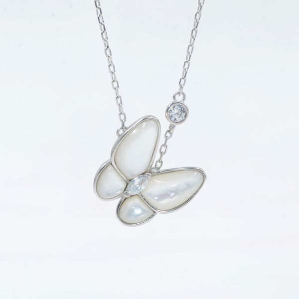 

love and producer lucien butterfly pendant necklace s925 shell christmas jewelry lover gift, Silver
