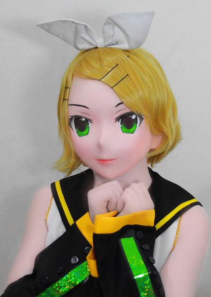 

new 27) handmade female silicone rubber face mask cosplay kigurumi mask crossdresser bjd doll kigurumi japan kig anime masks with wig, Black;red