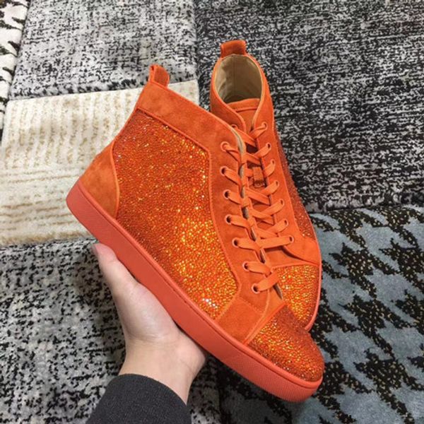 

designer multi colors rhinestone high shoes man women's sneaker flat luxury red bottom no limit sneakers fashion italy dres, Black