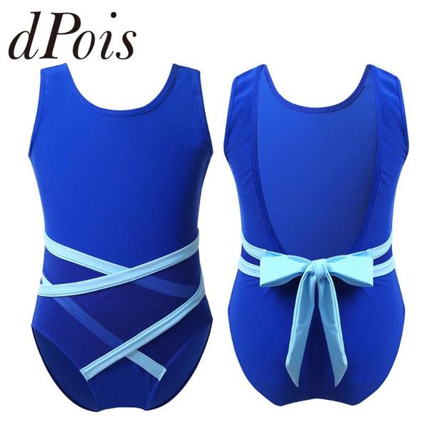 

girls gymnastics leotards kids teens sleeveless u-shaped back strappy waist ballet gymnastics leotard dance jumpsuit dancewear