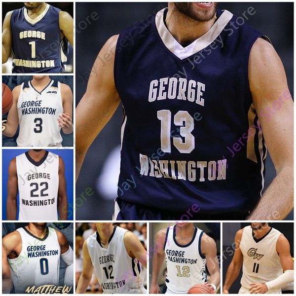 Custom George Washingtons Gwu Colonials Jersey de basquete NCAA College Armel Potter Jamison Battle Maceo Jack Jameer Nelson Jr.