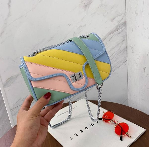 

wholesale women handbags women rainbow chain bag more color shoulder bags plain crossbody bag